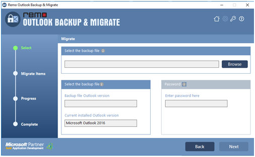 Select Backup PST file to migrate